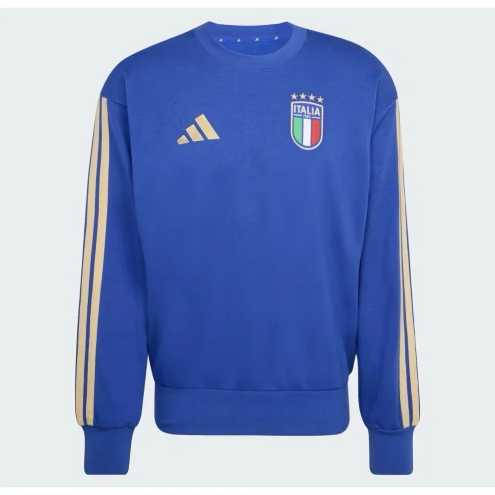 Adidas Italy Soccer Men's Crew DNA Sweatshirt Blue Size XL New